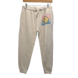 Vintage Havana Pull on drawstring waist Good Vibes Smiley Face Sweatpants Medium